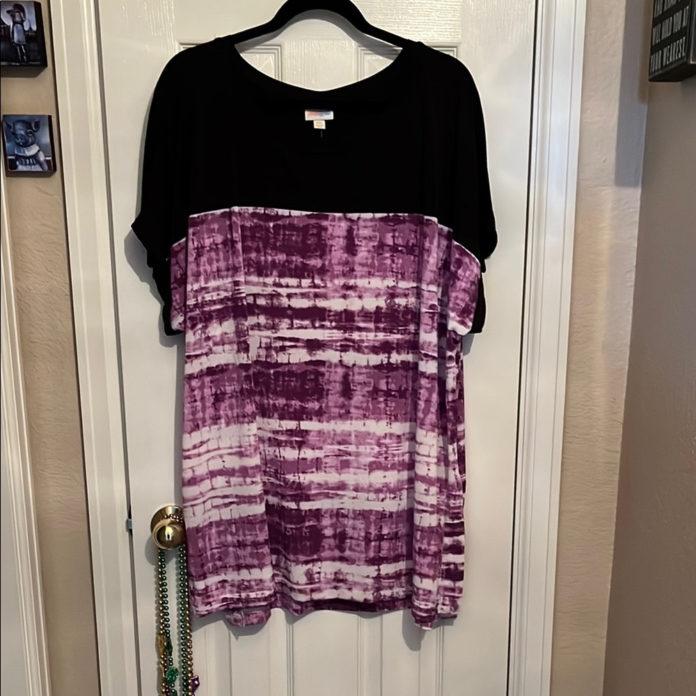 LuLaRoe Leah 3X Purple Tie-Dye Women's tunic